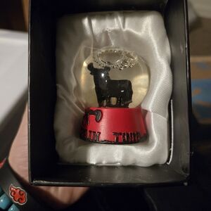 Black Bull Snow Globe with Red Base